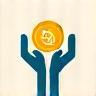 Icon representing a hand giving a coin or support