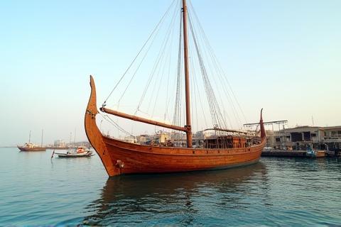 Traditional dhow boat sailing or being built